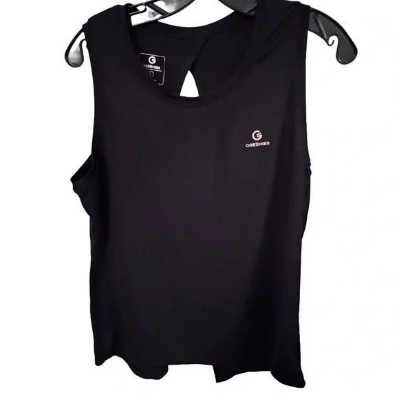 OGEENIER Women’s Active Tank Top Size large  Black Open Back Workout Shirt - Picture 1 of 8